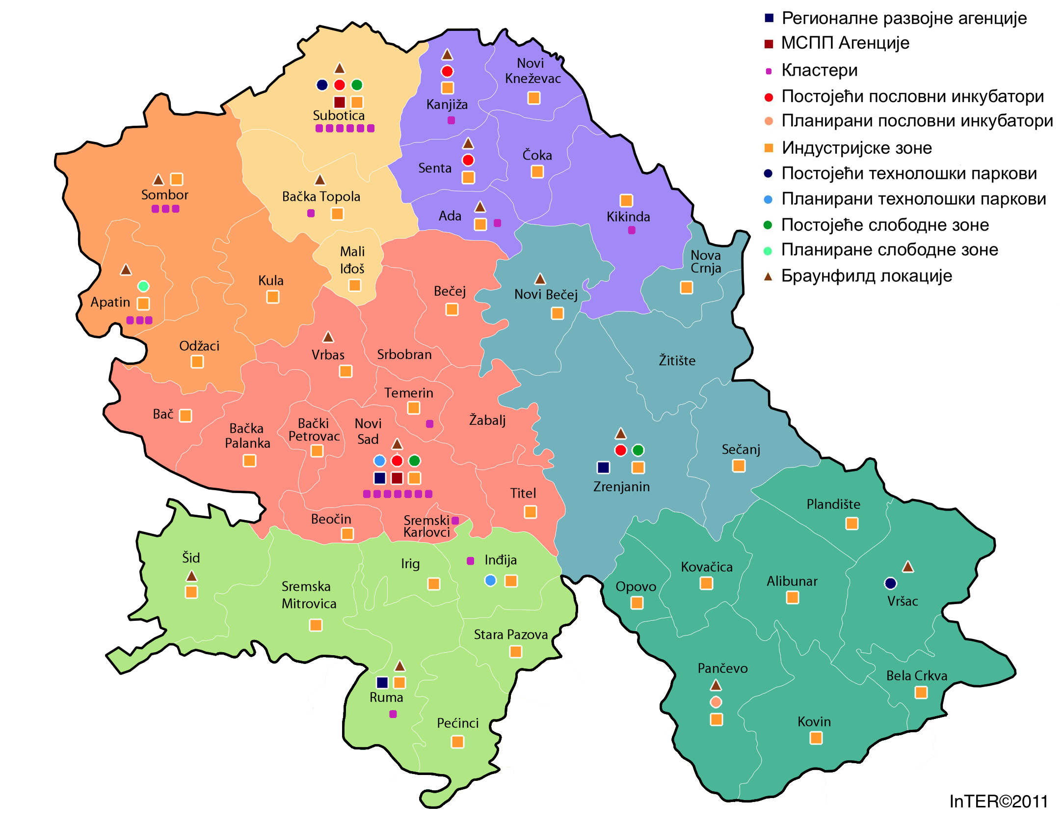 Physical Map of Vojvodina, lighten