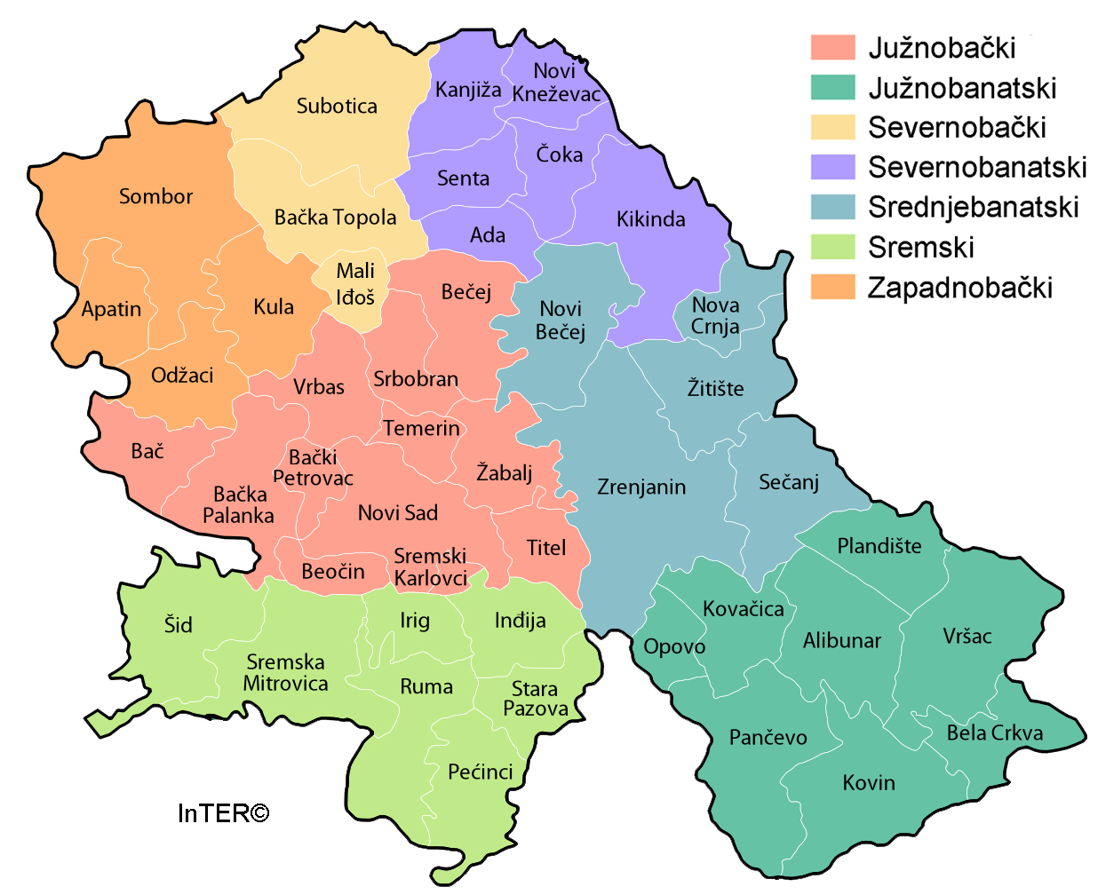 Inter Map Of Vojvodina Region